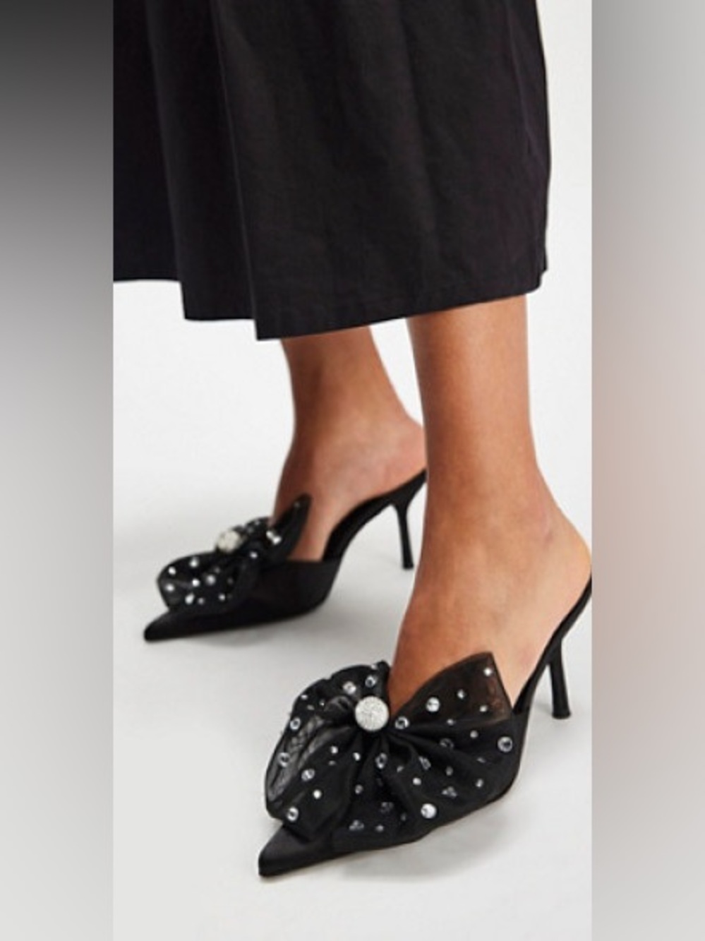 New Free People x Jeffrey Campbell Black Party Crasher Crystal Bow Pumps 10